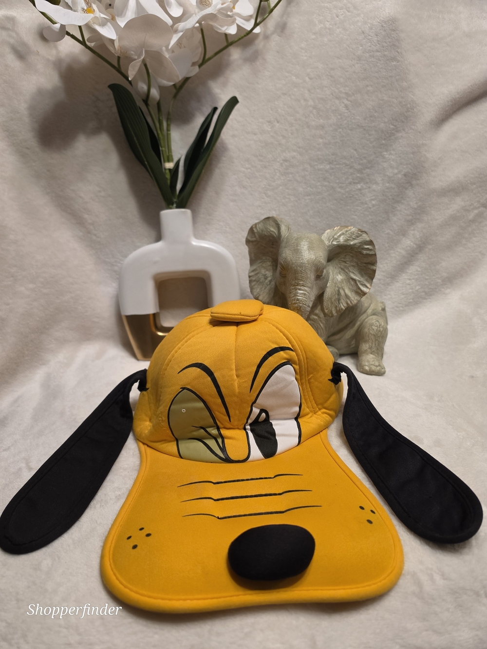 Vintage Disney Parks Pluto Adult Yellow/Black Character Cap Hat with Floppy Ears